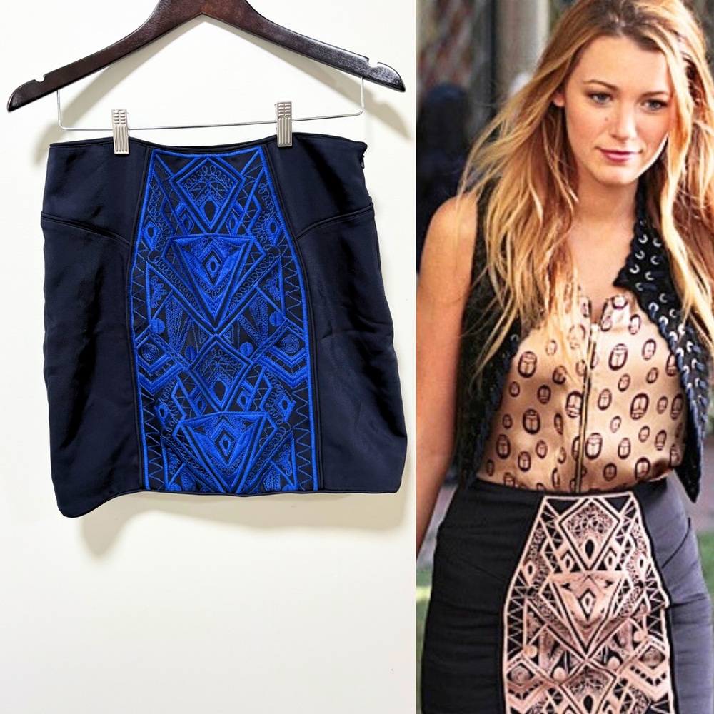 ASO Serena Van Der Woodsen in Gossip Girl Tibi Mini Geometric Skirt Size 6